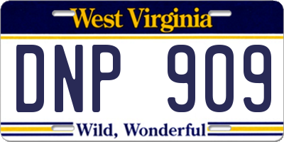WV license plate DNP909