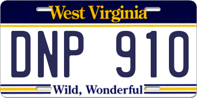 WV license plate DNP910