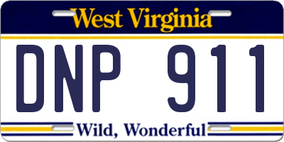 WV license plate DNP911