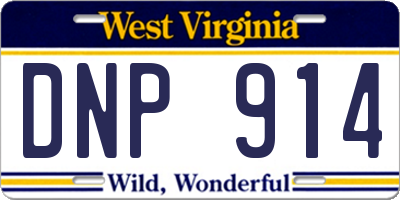 WV license plate DNP914