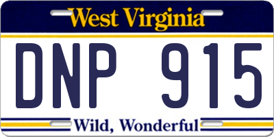 WV license plate DNP915