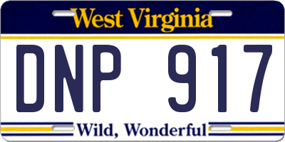 WV license plate DNP917