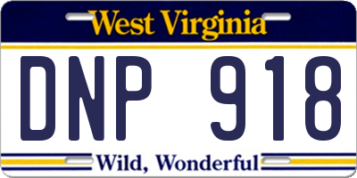 WV license plate DNP918