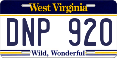 WV license plate DNP920