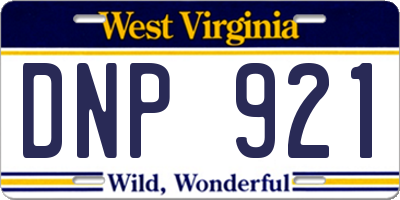 WV license plate DNP921