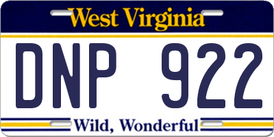 WV license plate DNP922