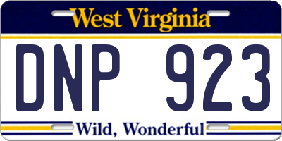 WV license plate DNP923