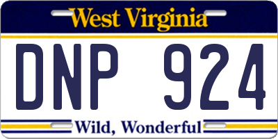 WV license plate DNP924