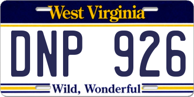WV license plate DNP926