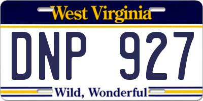 WV license plate DNP927