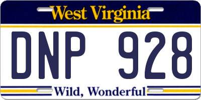 WV license plate DNP928
