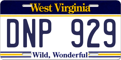 WV license plate DNP929