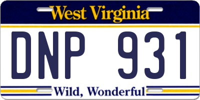 WV license plate DNP931