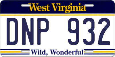 WV license plate DNP932