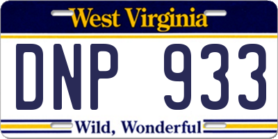 WV license plate DNP933