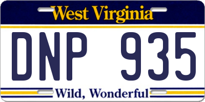 WV license plate DNP935