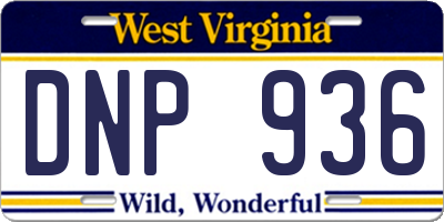 WV license plate DNP936