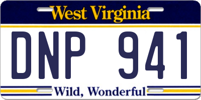 WV license plate DNP941
