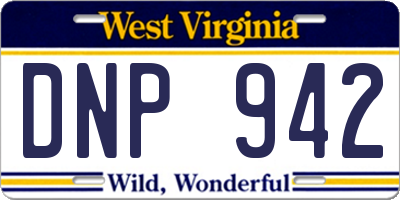 WV license plate DNP942