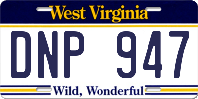 WV license plate DNP947