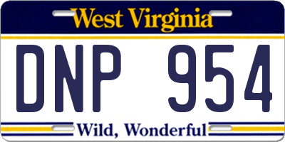 WV license plate DNP954