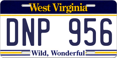 WV license plate DNP956