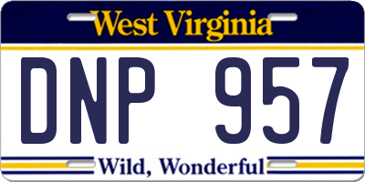 WV license plate DNP957