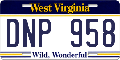 WV license plate DNP958