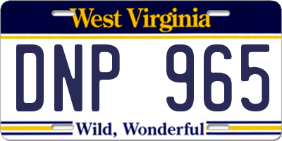 WV license plate DNP965