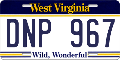WV license plate DNP967