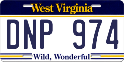 WV license plate DNP974