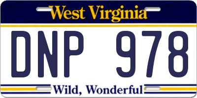 WV license plate DNP978