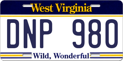 WV license plate DNP980