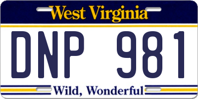 WV license plate DNP981