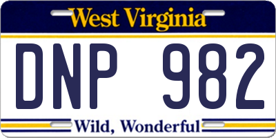 WV license plate DNP982