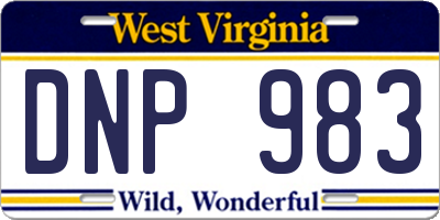 WV license plate DNP983