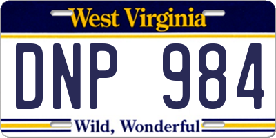 WV license plate DNP984