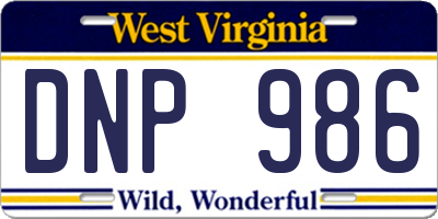 WV license plate DNP986