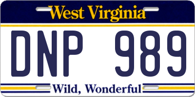 WV license plate DNP989