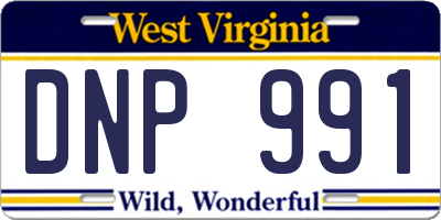 WV license plate DNP991
