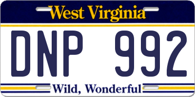 WV license plate DNP992