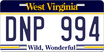 WV license plate DNP994