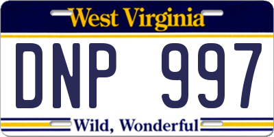 WV license plate DNP997