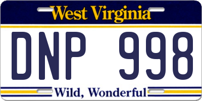 WV license plate DNP998