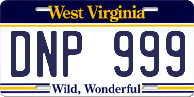 WV license plate DNP999
