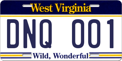 WV license plate DNQ001