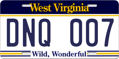 WV license plate DNQ007