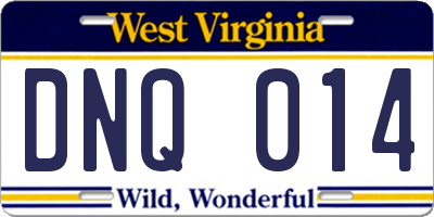 WV license plate DNQ014