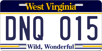 WV license plate DNQ015