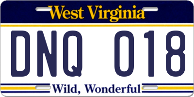 WV license plate DNQ018
